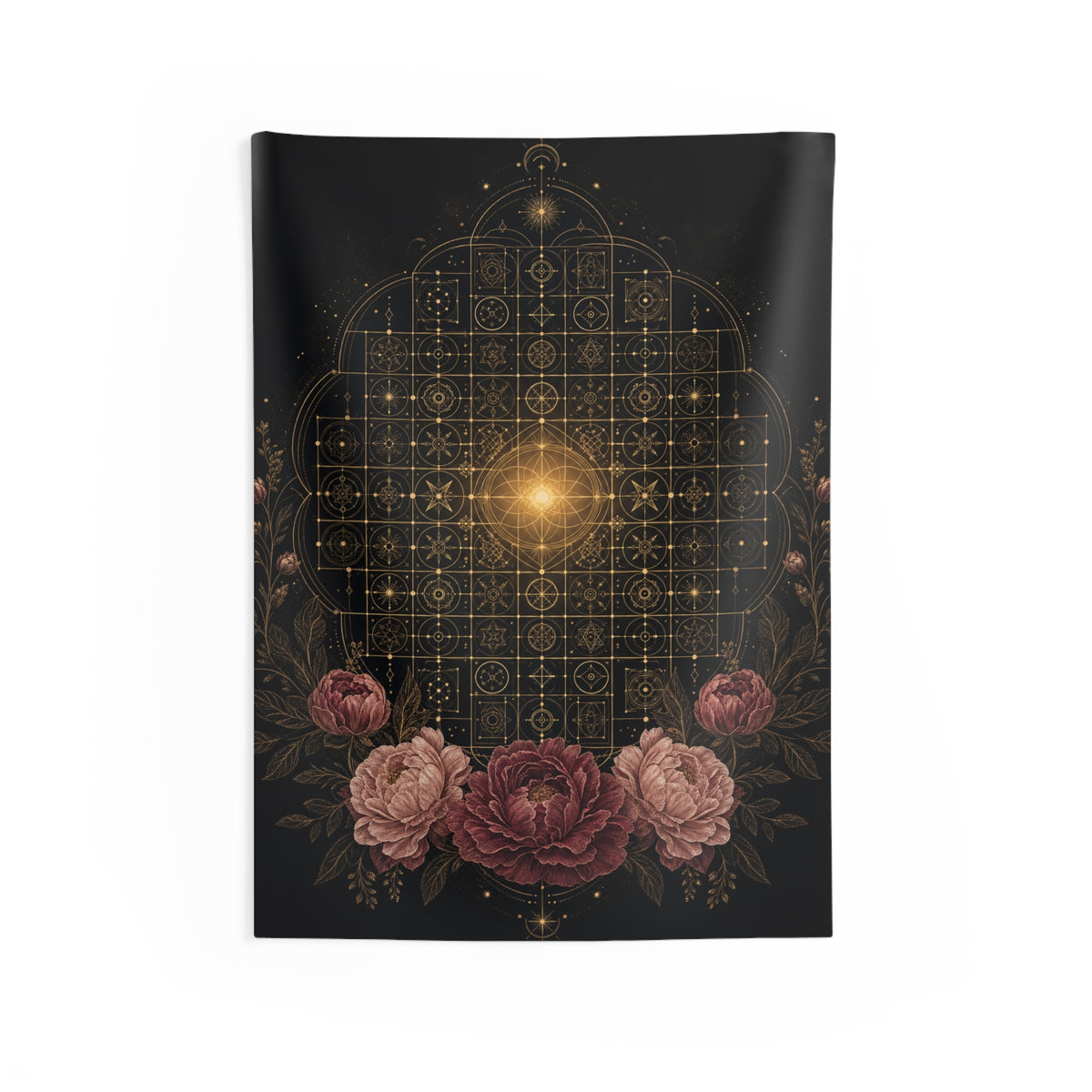 Light Floral Frequency Tapestry - Mystical Floral Wall Hanging for Boho Home Decor