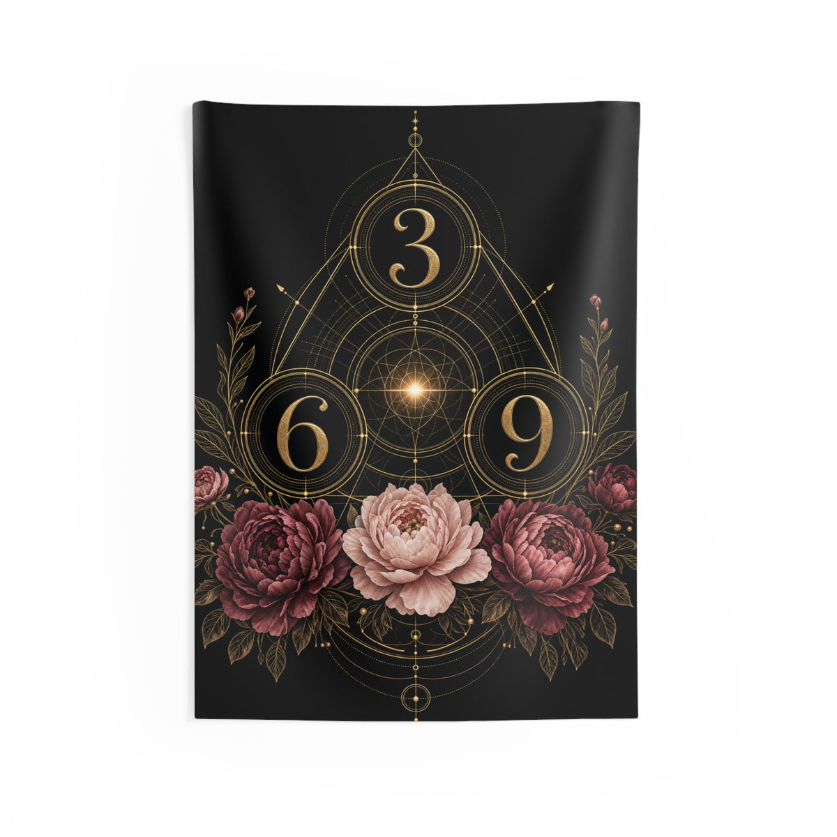 3-6-9 Sacred floral Tapestry - Mystical Floral Wall Hanging for Boho Home Decor