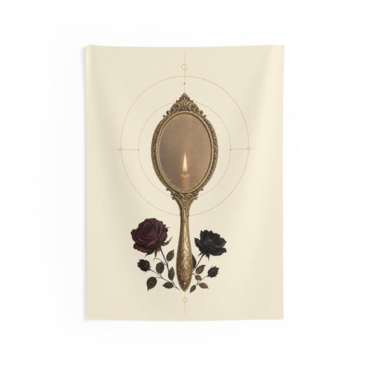 The Mirror Tapestry - Mystical Floral Wall Hanging for Boho Home Decor